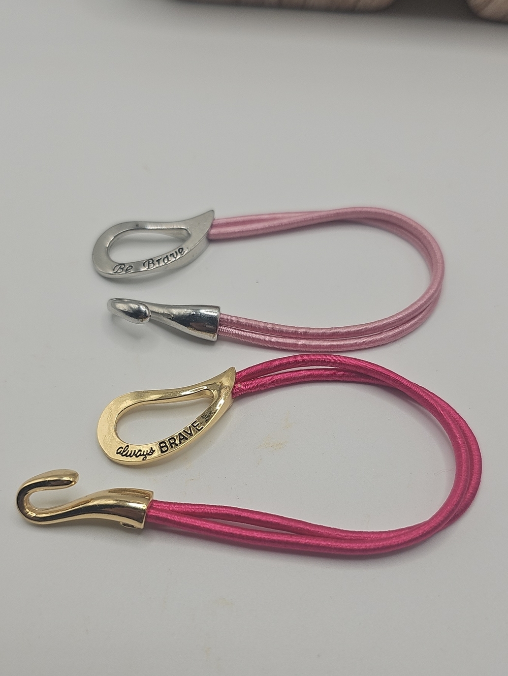 Always Brave Pink Elastic Cancer Awarenes Braclets 1 Gold & 1 Silver